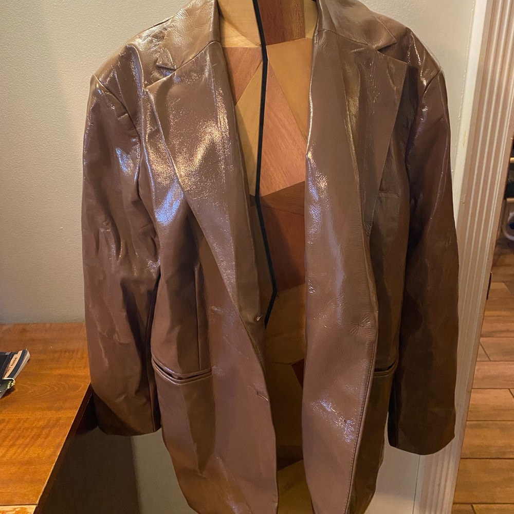 H&M Faux Patent Leather Blazer